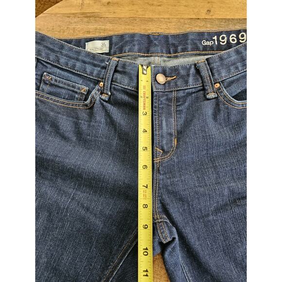 Gap 1969 Women’s Real Straight Jeans Mid Rise Size 31 S/12 Dark Wash - Picture 5 of 7
